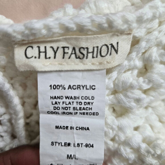 Women Crochet Off-Shoulder Crop Top M/L Cream Ruffle Corset Cottage Boho Peasant - Picture 6 of 8